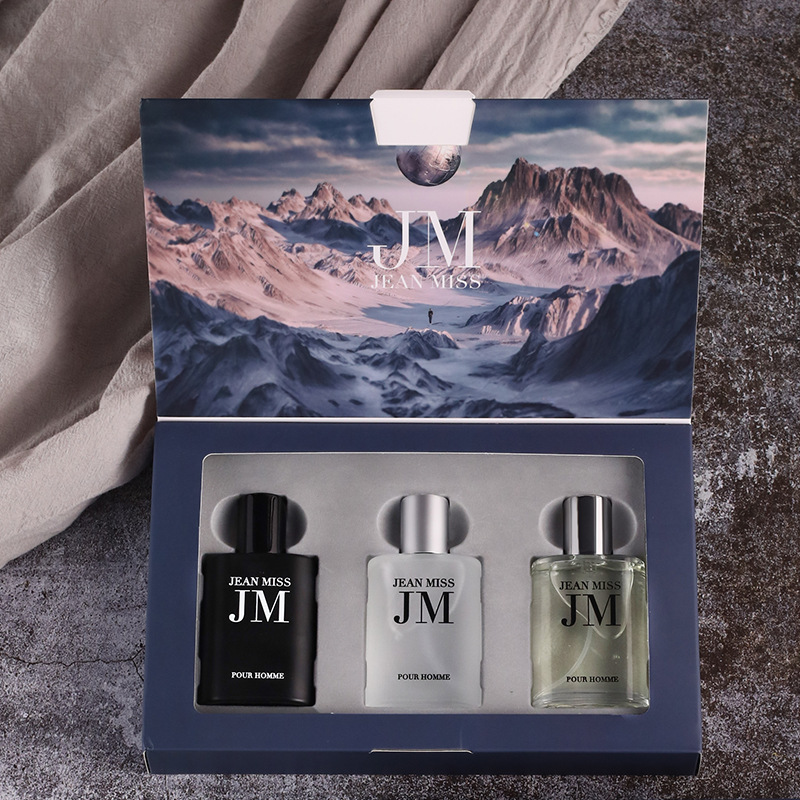 Perfume Fragrance For Men - ชุดของขวัญน้ำหอมสำหรับผู้ชาย 3 ชิ้น, ขวดทรงสี่เหลี่ยมลายนูน, ชุดตัวอย่างน้ำหอมกลิ่นไม้และน้ำ, สเปรย์น้ำหอมหลากสีดำ