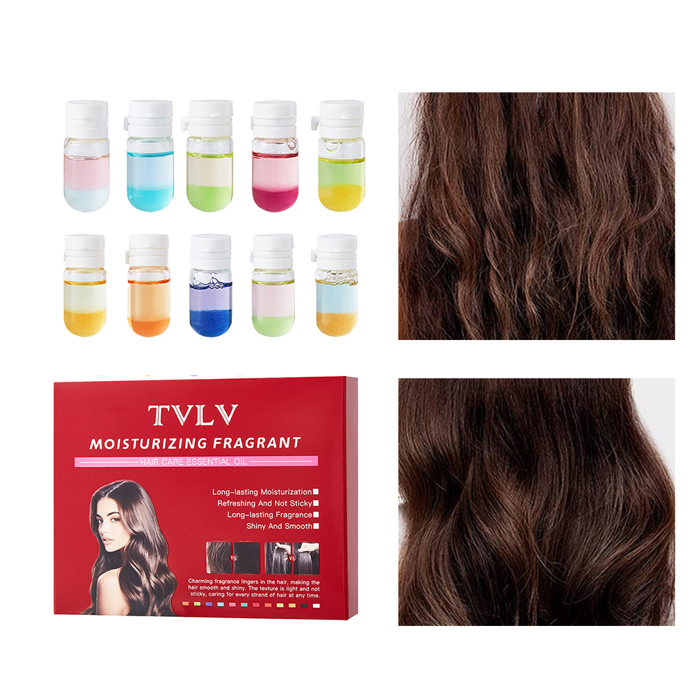 Fragrance Perfume For Hair - ชุดของขวัญน้ำมันบำรุงผมแบบพกพา TVLV 10 ชิ้น กลิ่นหอมหลากหลาย ช่วยฟื้นฟูผมแห้งเสีย